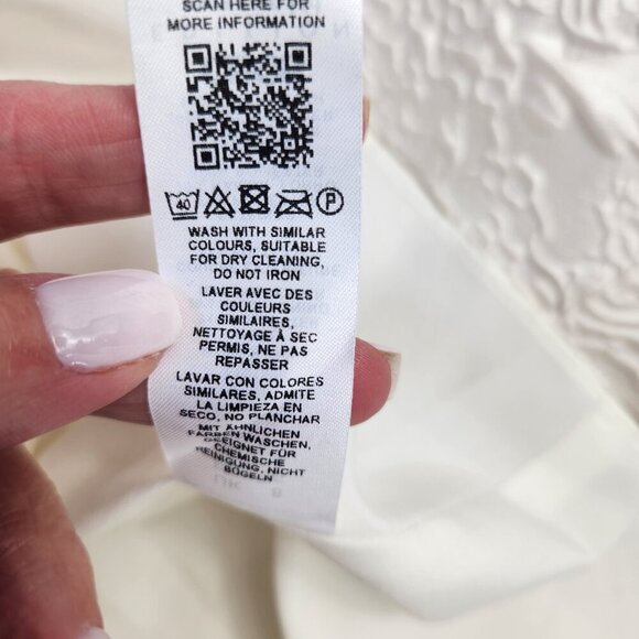 ASOS EDITION Curve Textured Mini Dress with Ruffle Detail in ivory US 4 - Picture 11 of 16